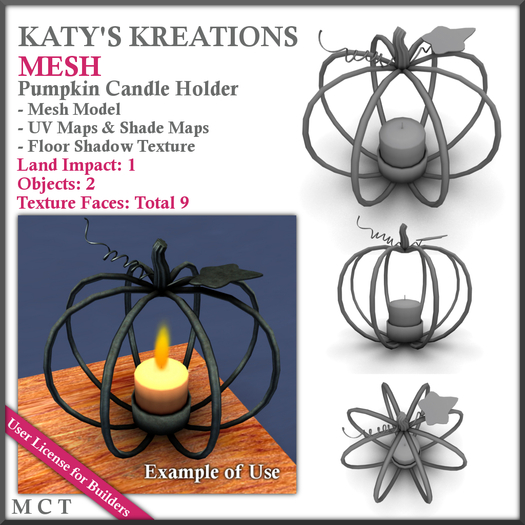 Second Life Marketplace FULL PERM MESH Mesh Pumpkin Candle Holder