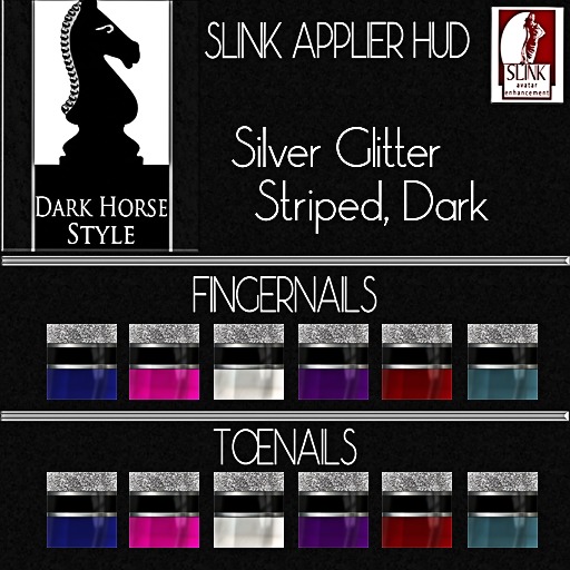 !DHS Nails-Silver Glitter Striped Dark [BOXED]