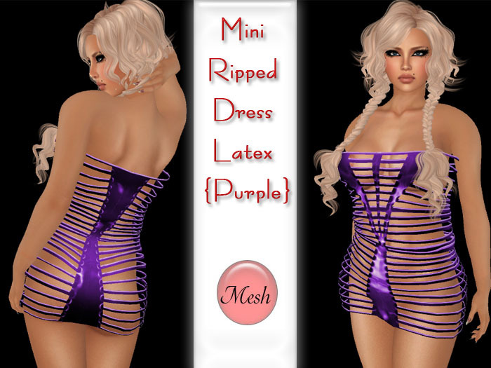 Mini Ripped Dress Mesh Latex {Purple}