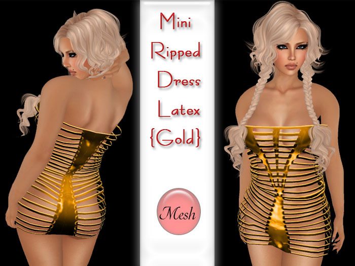 Mini Ripped Dress Mesh Latex {Gold}