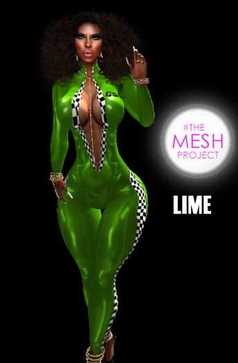 Lime racer bodysuit- TheMeshProject