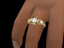 TM Gold and Crystal-Palmed Wedding Rings Set  BOX