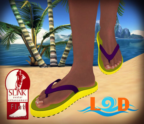 LaZy DaZe (LD) Slink Yellow Flip Flops