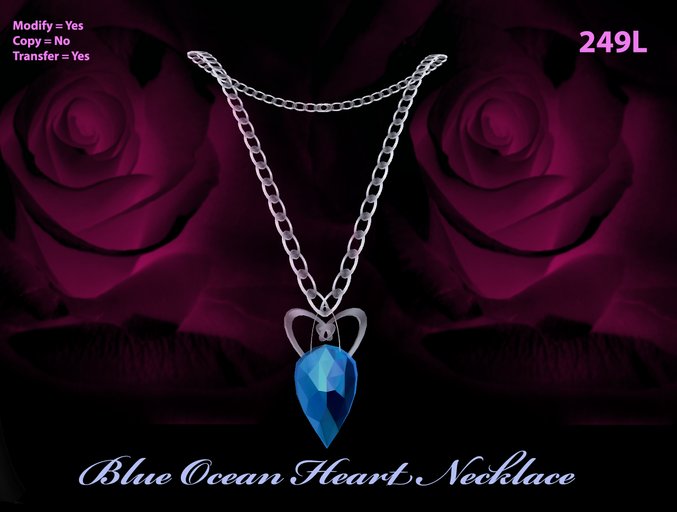 Blue Ocean Heart Necklace 