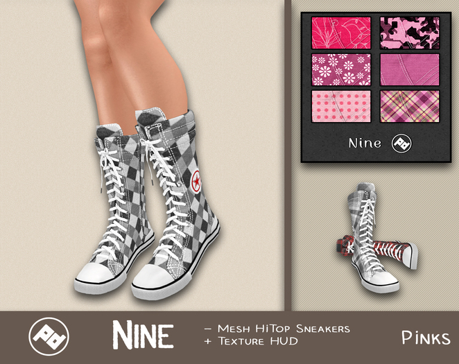 ::Poised:: Nine - HiTop Sneakers  - Pinks