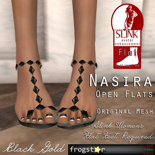 Frogstar - Nasira Open Flats (Black Gold)