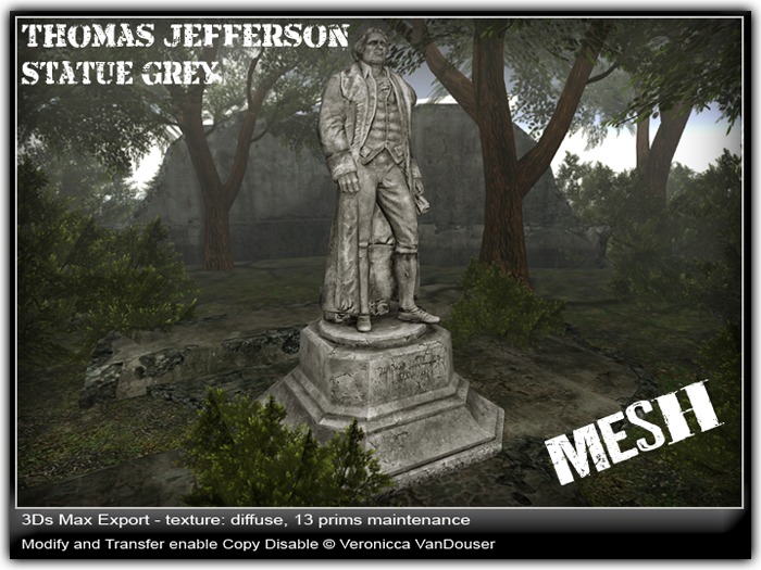 Thomas Jefferson statue whire-grey