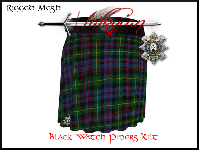 ~Valkyrian~Black Watch Pipers Kilts MESH