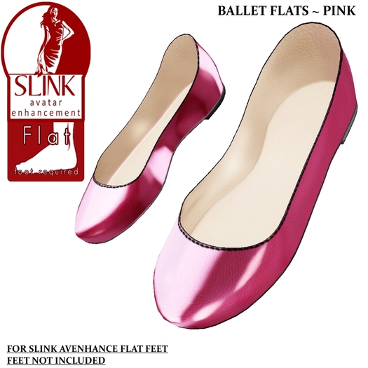 .:JIM:. Ballet Flats Pink [Slink Flat Add-on] Rigged Mesh