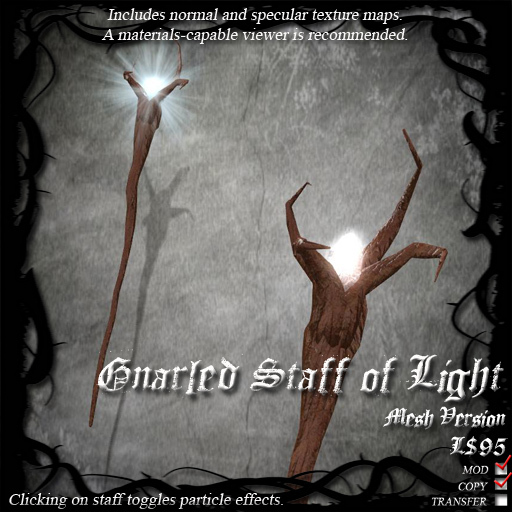 Second Life Marketplace Gnarled Staff of Light (Mesh Version)