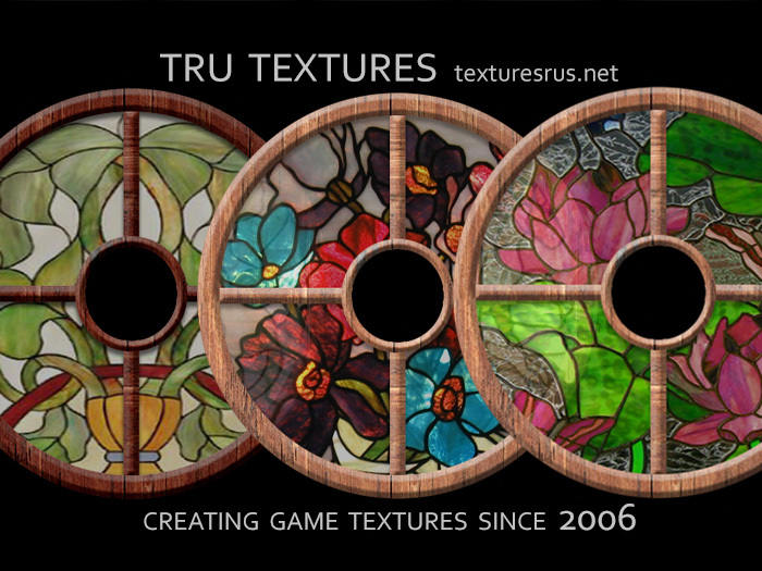 23857: 28 x Round Stained Glass Window Textures Opaque and Transparent 