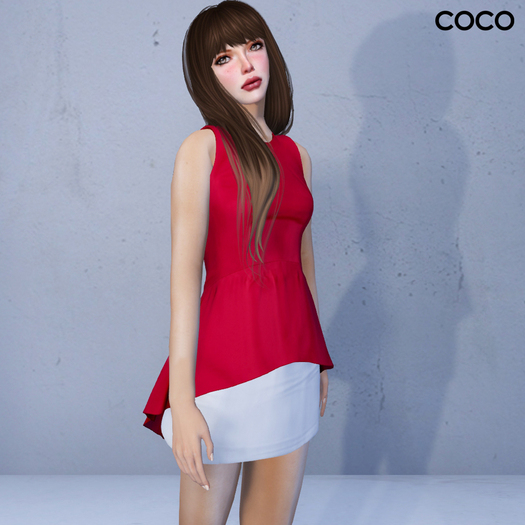 *COCO*_PeplumBlouse(withSkirt)_Red
