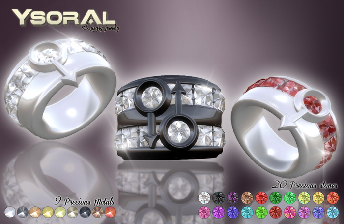~~ Ysoral ~~ .:Set 3 Luxe Ring Man & Man Reflective  :. (25 metal & precious stones)