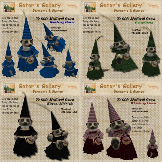 Medieval Tiny Gown in 4 colors in Gift Box
