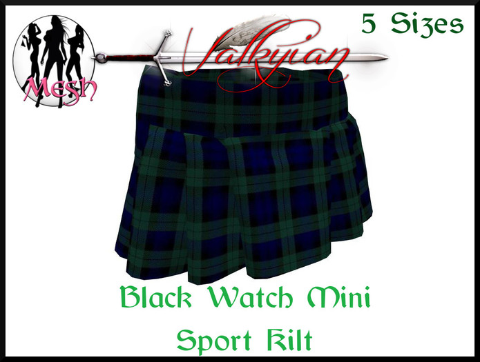 ~Valkyrian~Black Watch Mini Kilt (MESH)