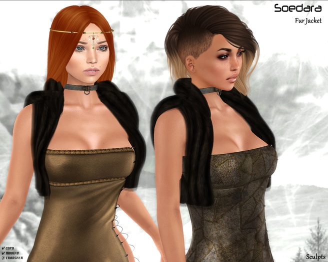 ~Soedara~ Fur Jacket {Grey Brown}