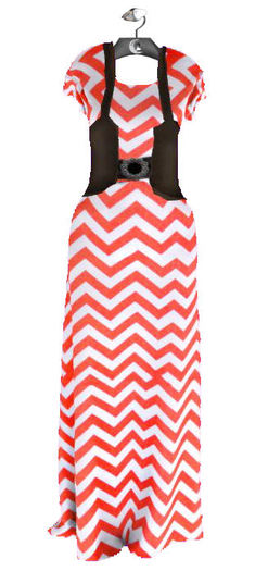 Greymoon_Classic Chevron Dress with Brown Vest_Red