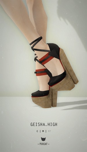 -Pixica- GeishaShoes Red (Flats)(Rigged)