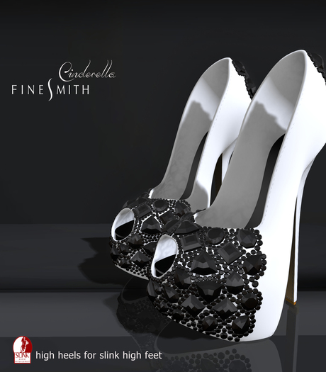F I N E S M I T H - Cinderella PUMPS white with black onyx
