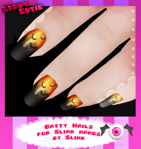 -CandyCutie- Batty Nails (For Slink hands)