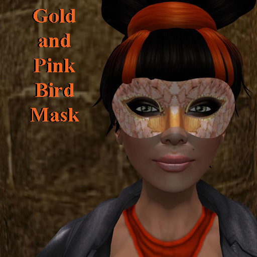 Gold & pink bird Mask