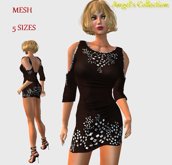 MINI DRESS WITH CUTOUT SLEEVES BROWN