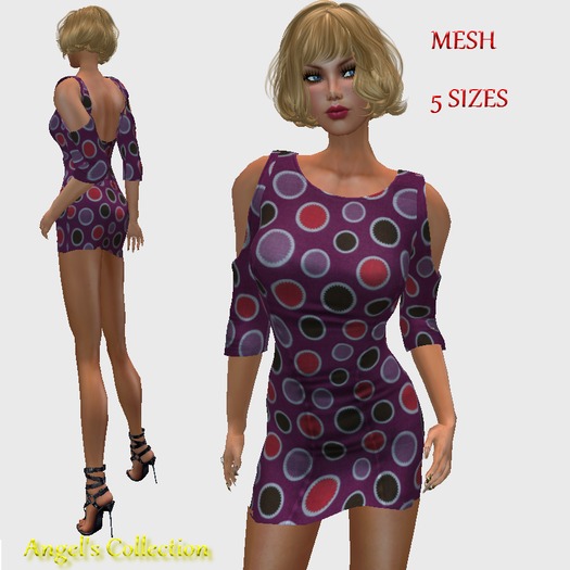 MINI DRESS WITH CUTOUT SLEEVES PINK CIRCLE