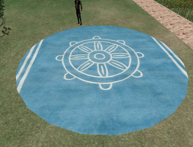 1 Prim Rounded Rug Ship Wheel Light Blue Any Size carpet decoration home business