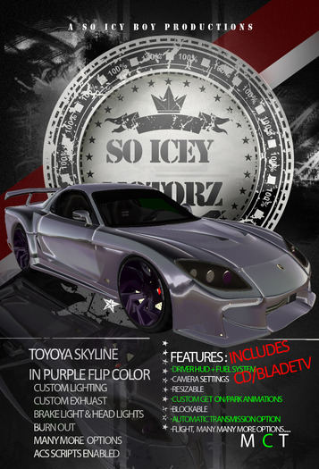 ..:So Icey Motorz:..Toyoya SkyLine Purple w/ CD Boxed
