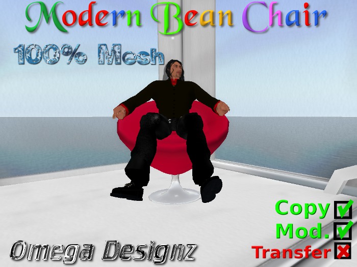 Modern Bean Chair  (Red/Mesh) 