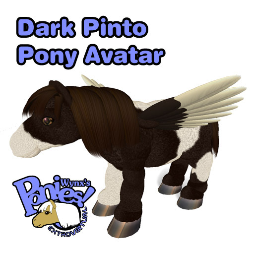 ExtroVirtual Dark Pinto Pony Avatar