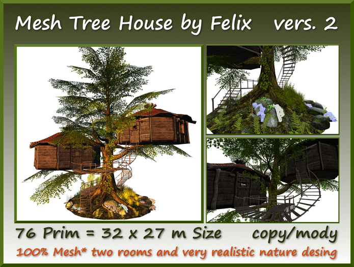 Mesh Tree House vers.2 76 Prim 32x27 m Size copy-mody