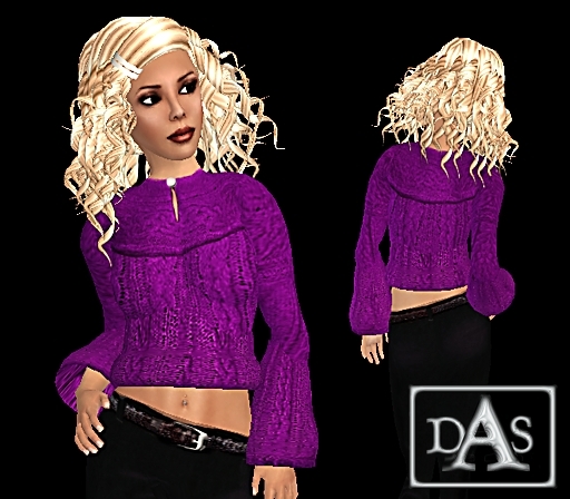 Archangel: Cropped Cable Sweater in Purple