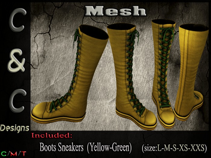 C&C Mesh Boots Sneakers (Yellow/Green) DEMO