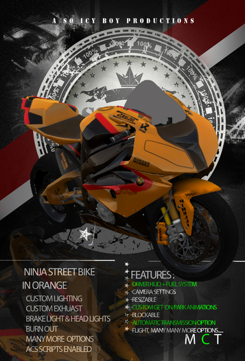 ..:So Icey Motorz:.Ninja Street Bike Orange Boxed