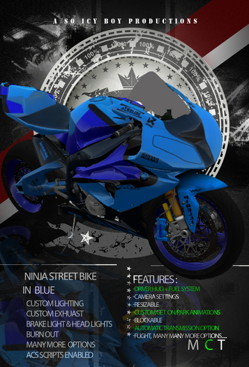 ..:So Icey Motorz:.. Ninja Street Bike Blue Boxed