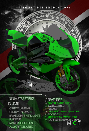 ..:So Icey Motorz:.Ninja Street Bike Lime Boxed