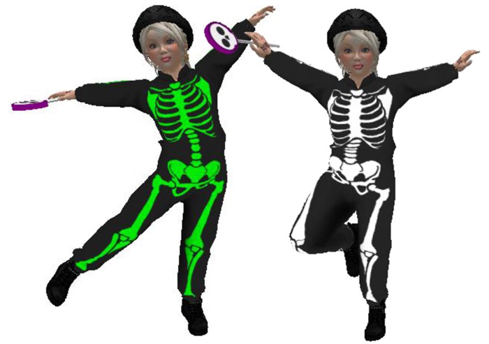 LITTLE GIRL AND ADULTS SKELETON OUTFIT