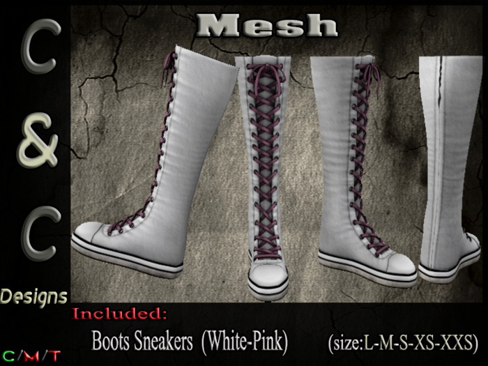 C&C Mesh Boots Sneakers (White/Pink) DEMO