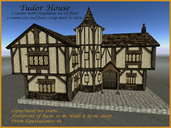 Second Life Marketplace Tudor 2story House with loft (61 PE)