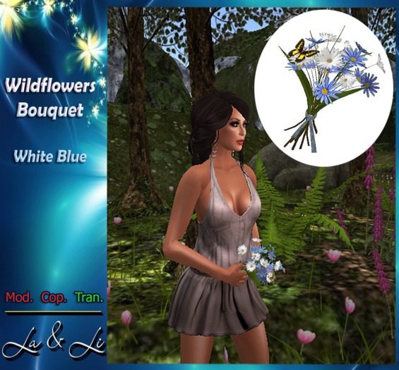 Wildflowers  Bouquet white blue