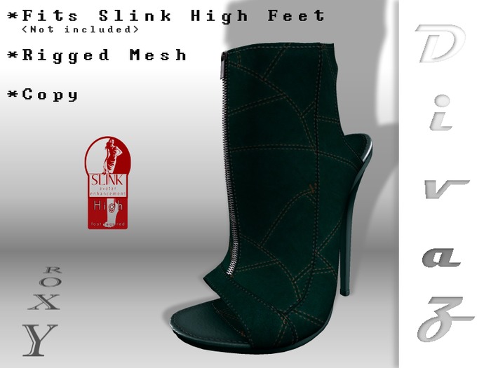 :D_Z: Roxy Peeptoe Boots Teal Leather For Slink High Feet