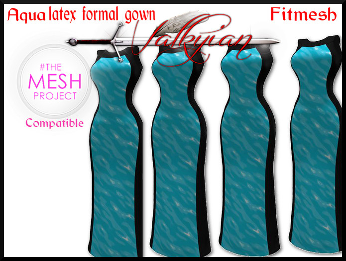 ~Valkyrian~ Aqua Latex FitMesh High Sleeveless gown 