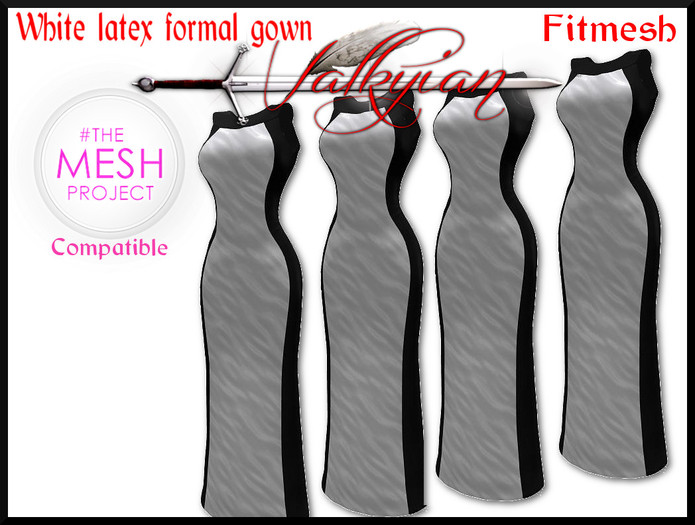 ~Valkyrian~ White Latex FitMesh Long sleeveless gown 