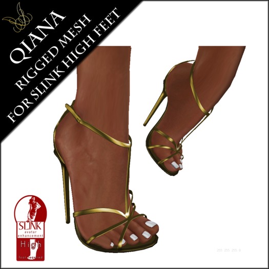 JCD Qiana Gold Rigged Mesh Heels (Slink HIGH)