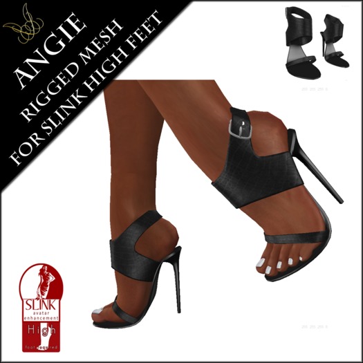 JCD Angie Black Rigged Mesh Heels (Slink HIGH) 