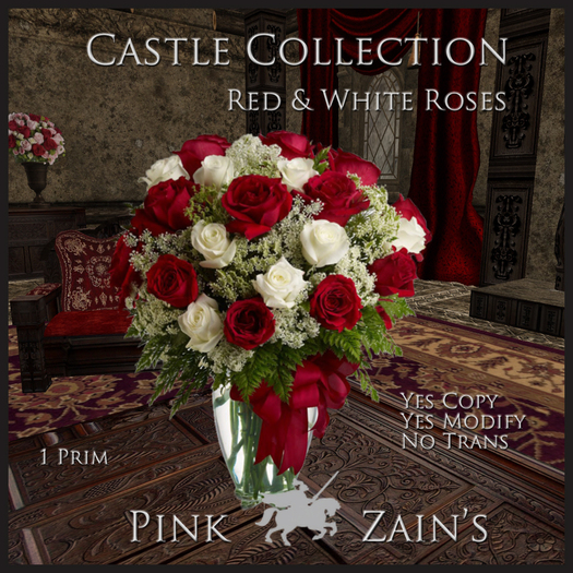 Red & White Roses with Babies Breath