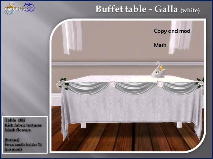 S55 Buffet table- Galla white BOXED