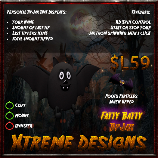Fatty Batty TipJar - Fat Bat Tip Jar - Halloween