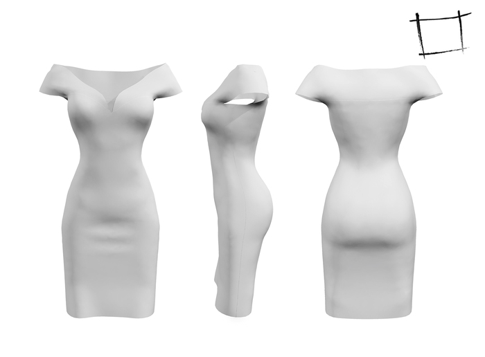 FULL PERM Rigged Mesh Off Shoulder V Neck Elegant Dress